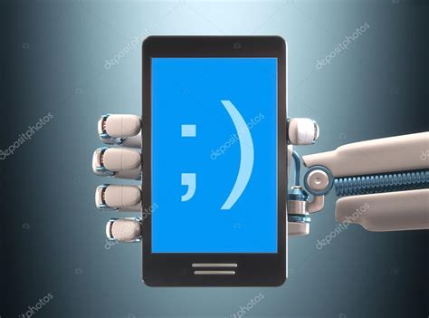 Robot Hand Holding A Cell Phone — Stock Photo © Ktsdesign 63307487