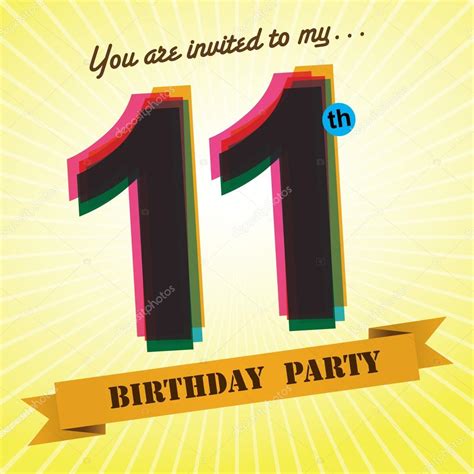 11th Birthday Party Invite Stock Vector Image By ©harshmunjal 69244751