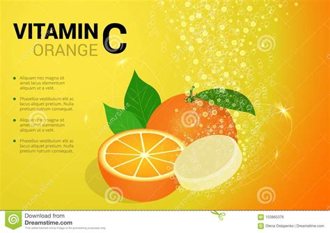 Vitamin C Orange Soluble Pills With Orange Flavour In Water With