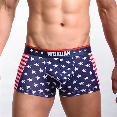 2016 Fashion Brand American Flag Printed Men Sexy Stretch Cotton Long