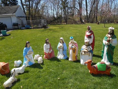 Life Size Blow Mold Nativity Set Christmas Light Vintage Set 15pc Ohio