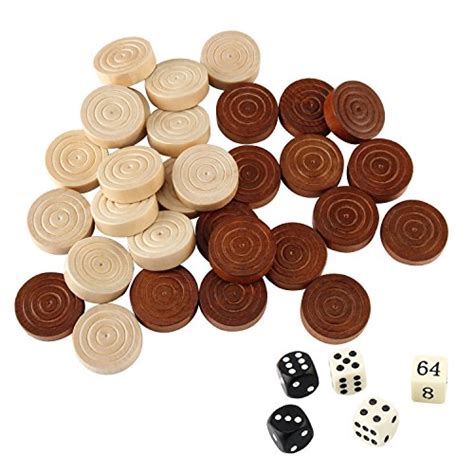 Amerous Thread Wooden Checkers Pieces Nature Wood Backgammon Pieces