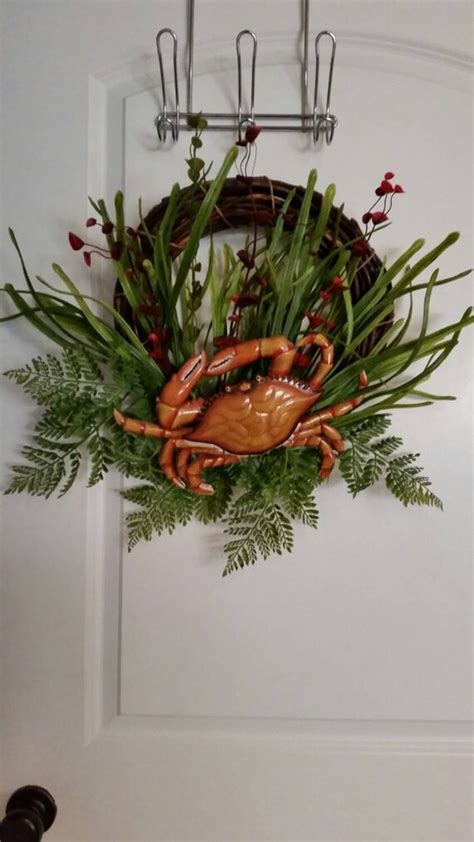 Items Similar To Beach Decor Beach Wreath Crab Wreath Flower