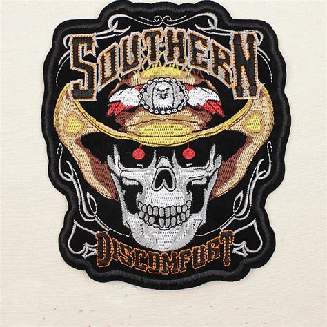 Embroidered Southern Discomfort Skull Patches Iron On Ponk Rocker Patch