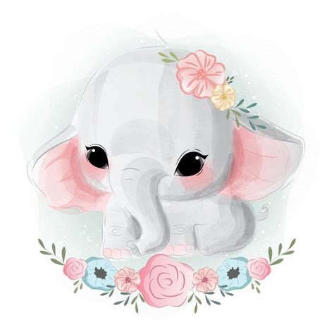 Cute Baby Elephant Premium Vector Freepik Vector Watercolor