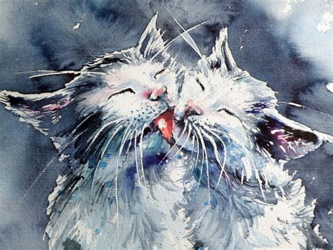 Kovács Anna Brigitta Watercolor Cat Watercolor Animals Watercolor