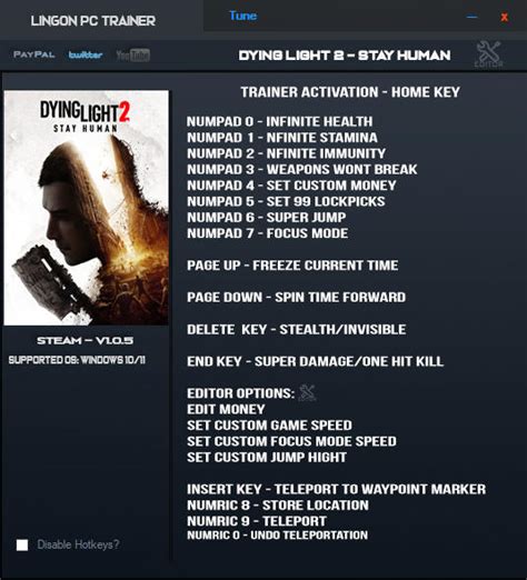 Dying Light 2 Stay Human Trainer 16 V1 0 5 LinGon GAME TRAINER