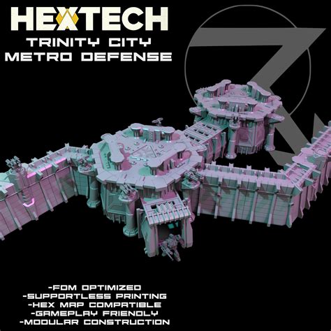 3D File HEXTECH Trinity City Metro Defense Expansion Battletech