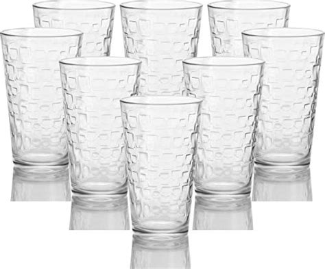 Circleware Blocks 16 Piece Glassware Set Highball Tumbler Drinking Glasses And Whiskey Cups For