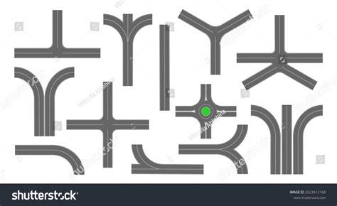 Asphalt Road Intersections Top View Different Stock Vector Royalty