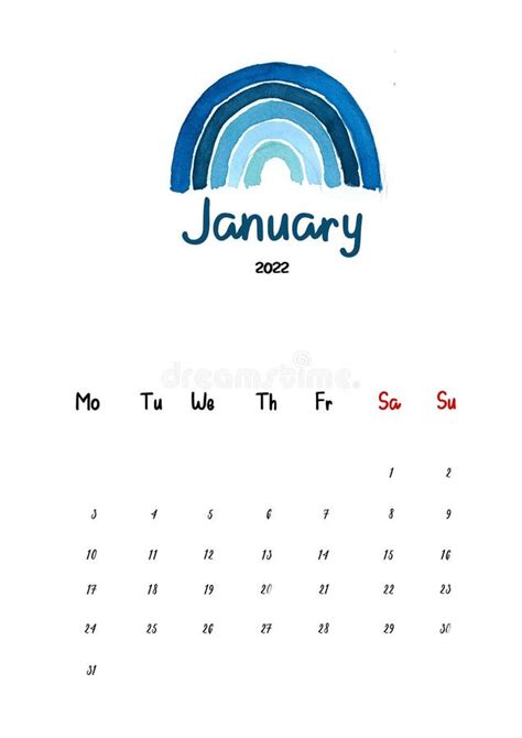 Plantilla De Calendario Del Mes De Enero De 2022 Con Diseño Minimalista
