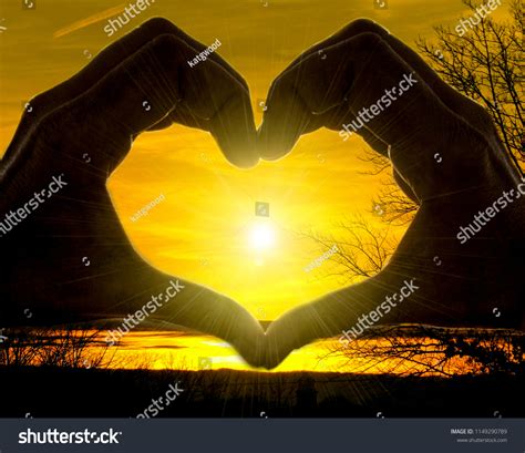 Hands Forming Heart Shape Sunset Stock Photo 1149290789 Shutterstock