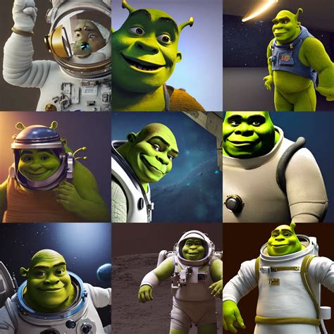 Shrek In Astronaut Suit With Gold Linens Cinematic Stable Diffusion