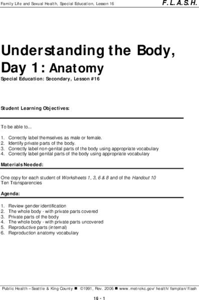 Understanding The Body Day 1 Anatomy Lesson Plan For 9th 12th Grade