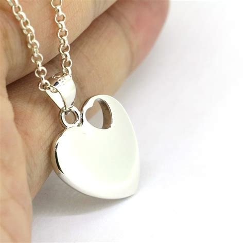 Solid Sterling Silver Heart Shape Pendant Necklace Necklace Aliexpress