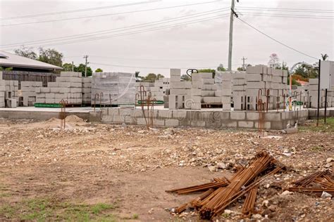 Residential Block Home Under Construction Stock Photo Image Of Iron