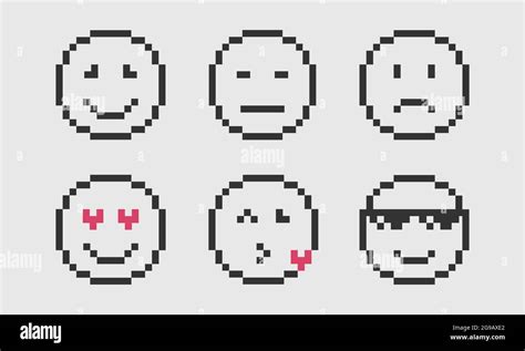 Pixel Smile Emoji Face Icon Pixel Emotion Smile Face Set Emoji Face