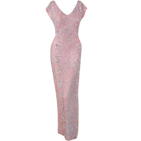 1950s Gene Shelly Pale Pink Sequin Beaded Hourglass Gown At 1stdibs