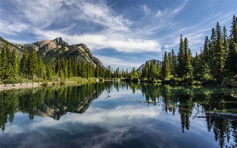 Download Wallpaper 3840x2400 Lake Trees Mountains Reflection Sky 4k