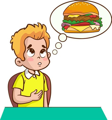 Hungry Children Who Wants To Eat Hamburger Vector Illustration 22099481