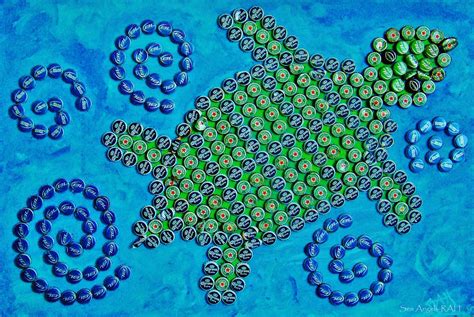 Sea Turtle Bottle Cap Art Lineartdrawingsanimeillustrations