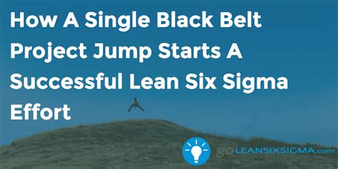 How A Single Black Belt Project Jump Starts A Successful Lean Six Sigma