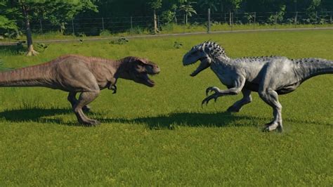 Indominus Rex Vs T Rex Jurassic World Evolution Youtube