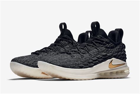 The cheap nike lebron 15 features a new kind of flyknit and a powerful combination of cushioning designed to meet the demands of explosive players like lebron james. Nike LeBron 15 Low Black Metallic Gold AO1756-001 - Sneaker Bar Detroit