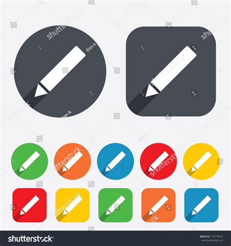 Pencil Sign Icon Edit Content Button Circles And Rounded Squares 12