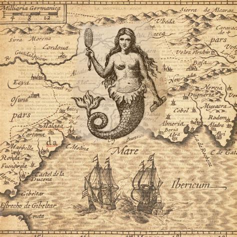 Vintage Old World Map Mermaid Free Stock Photo Public Domain Pictures