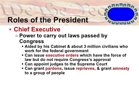 Roles Of The President