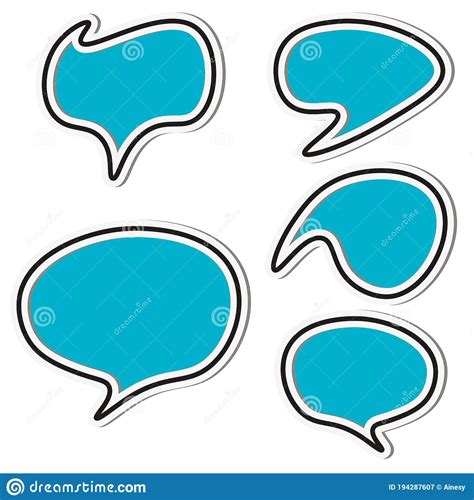 Set Of Blue Sticker Speech Bubbles Stock Vector Illustration Of