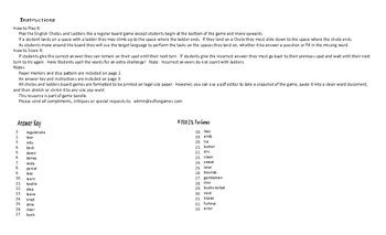 Word Pairs Or Binomials Legal Size Text Slides And Stairs Game Tpt