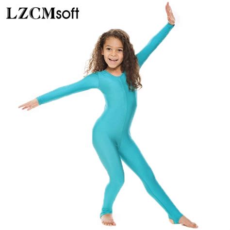 Lzcmsoft Childrens Girls Shiny Lycra Dance Gymnastics Long Sleeve