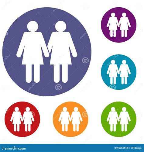two girls lesbians icons set stock vector illustration of partners equality 95958148
