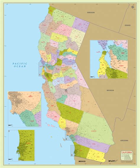 Buy California Zip Code Map With Counties California Zip Code Map