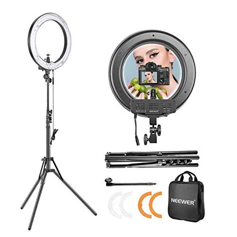 neewer 14 inch outer 12 inch inner dimmable ring light lighting kit 50w fluorescent continuous