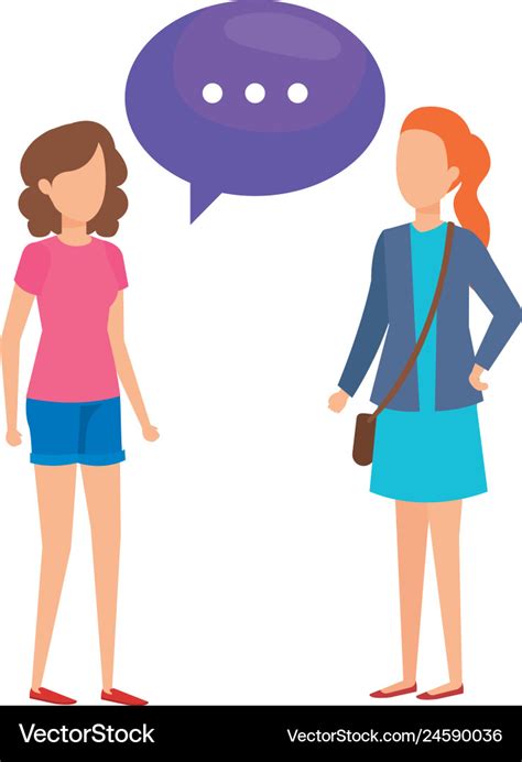 Girls Talking With Speech Bubble Royalty Free Vector Image