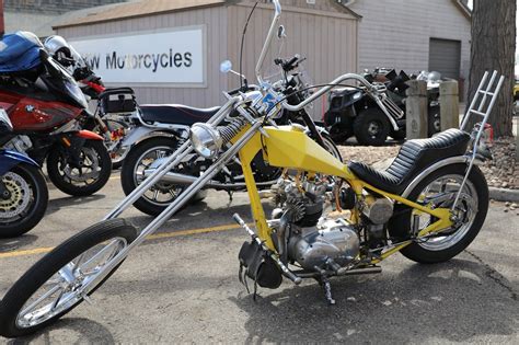 Old School Triumph Chopper Parked At The 2018 Classic Bike Show