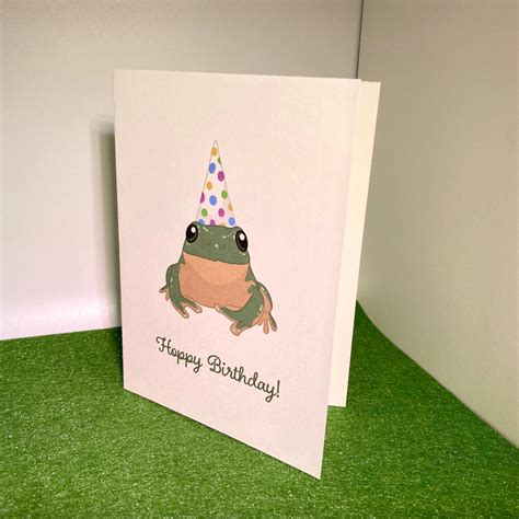 Hoppy Birthday Frog Themed Birthday Card Etsy