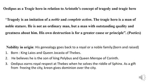 Aristotle Concept Of Tragedy Oedipus As A Tragic Heroaristotle
