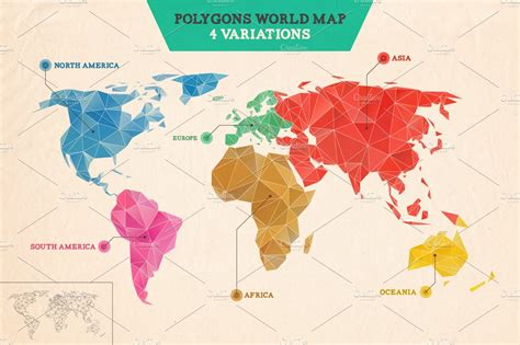 Polygons World Map Illustrations Creative Market