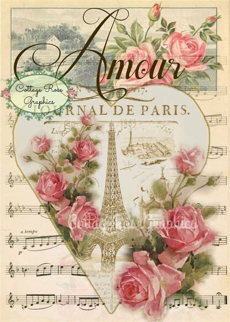 Paris Amour Vintage Valentine Large Digital Download Ecs Buy 3 Etsy