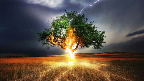 Download Lightning Flash Tree Landscape Storm 1920x1080 Wallpaper