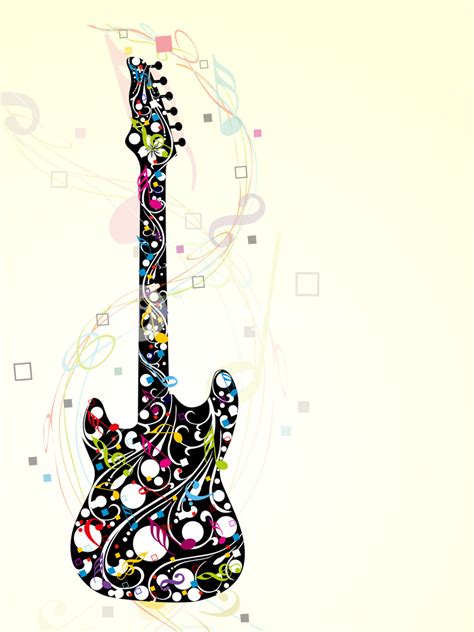 Abstract Colorful Guitar With Musical Notes Royalty Free Stock Image