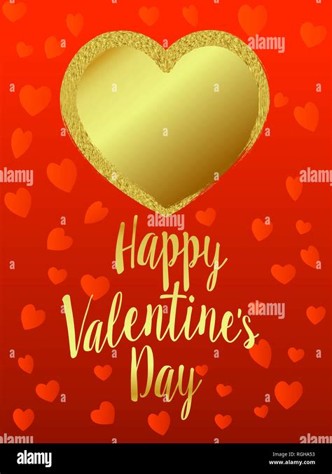 Gold Heart Happy Valentines Day Heart On Heart Background Valentine
