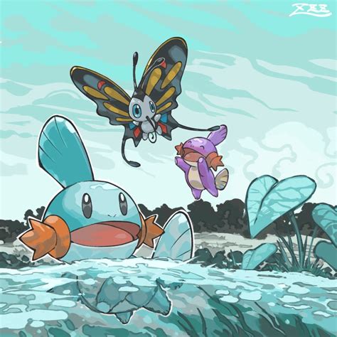 Mudkip And Beautifly Pokemon Drawn By Oyasuminjyutsu Danbooru