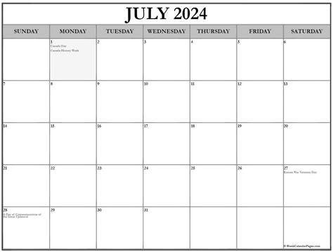 July 2023 Calendar Canada Printable Pelajaran