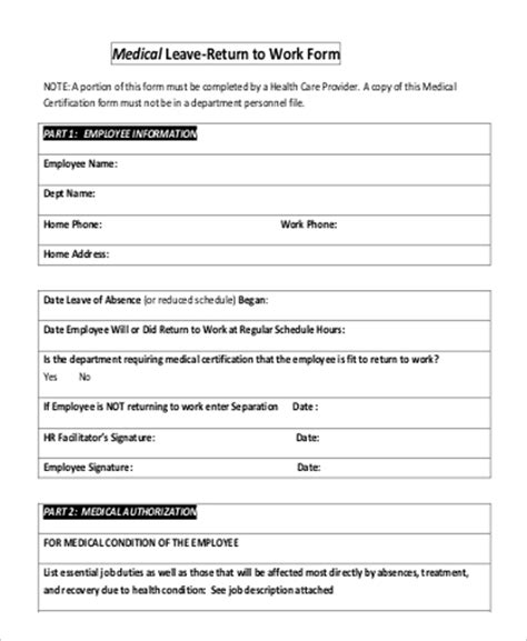 The work release form is a document that is used by medical personnel to inform an employer whether or not an employee is unable to return when you are returning to work after leaving your employer, ask for a doctor's note as proof that now you are perfectly fine and able to perform your. 24+ Best Return To Work Form & Physician's Work Release Form