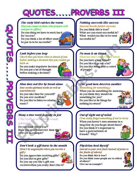 Quotes And Proverbs Iii Esl Worksheet By Giovanni